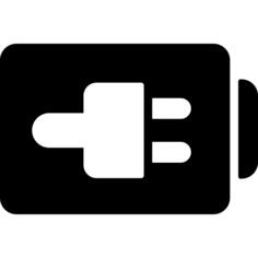 Plug on battery status interface symbol