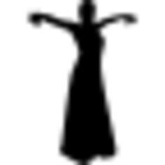 Female flamenco dancer silhouette with extended arms at sides of the shoulders