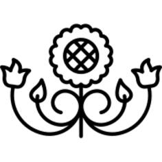 与卷毛和叶子的花设计