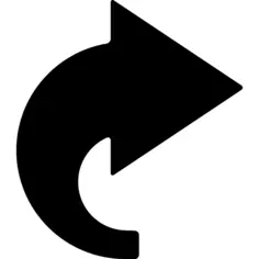 Curved right black arrow