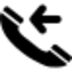 Incoming call interface symbol with telephone auricular and left arrow pointing to it