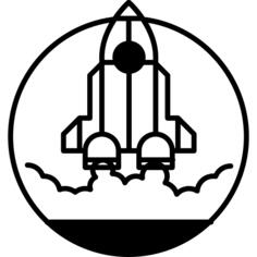 Rocket ship outline in launching position