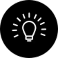 Light bulb outline sign inside a circle