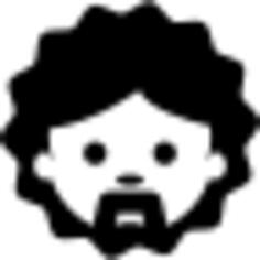 Man face curly hair and moustache