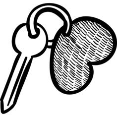Heart keychain with key