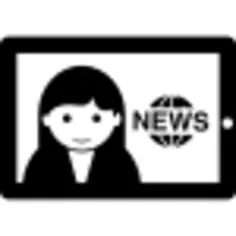 平板电脑屏幕上的记者女人