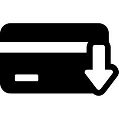 Credit card with down arrow