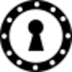 Keyhole in a circle gross outline with small circles in all its extension