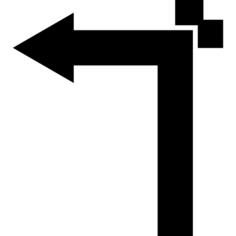 Turning left straight angle arrow