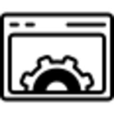 Browser settings with window and cogwheel inside a circle