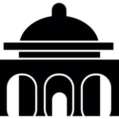 Oriental building with a dome and archs