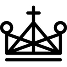 Crown made of triangle outlines with cross and small circles
