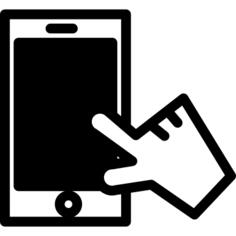 Hand touching a cellphone's screen