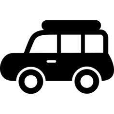 Car with roof rack side view
