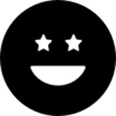 Smiling happy emoticon square face with eyes like stars