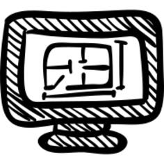 Construction image on monitor screen