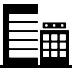 Two city buildings