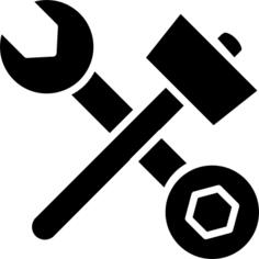 Hammer and double side wrench in cross