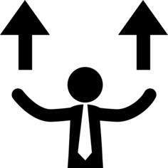 Businessman with up arrows