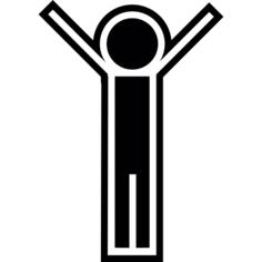 Person standing with arms up