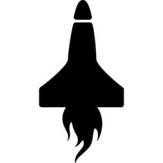 Rocket on vertical position with fire tail