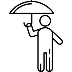 Stick Man with Umbrella