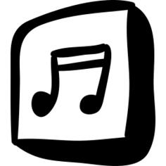 Musical note sign in square handmade symbol