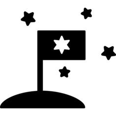 Flag on planet with star surrounded by stars