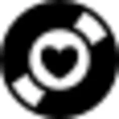 Music collector symbol of a disc with a heart at the center