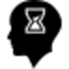 Bald head with hour glass inside