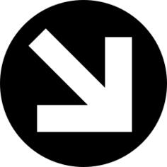 Down right arrow circular filled button