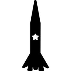 Thin vertical rocket ship with a star