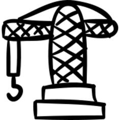Construction crane tower hand drawn tool