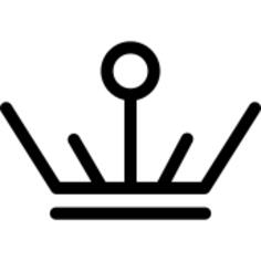 Royal crown of one top central circle and straight lines five ascending from two horizontal parallels