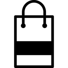 Shopping bag outline with a gross black horizontal line