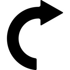 Curve semicircular arrow pointing to right