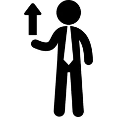 Businessman with up arrow