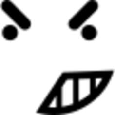 Anger on emoticon face of rounded square outline