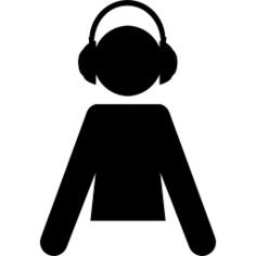 Male cartoon silhouette with headphones