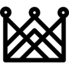 Royal crown with straight lines grid design and little circles on top of points