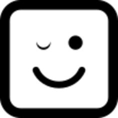 Wink emoticon of rounded square face