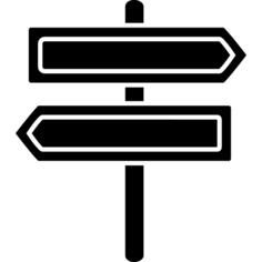 Right and left opposite arrows signals on a pole