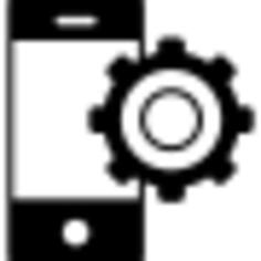 Cellphone variant with cogwheel symbol in a circle