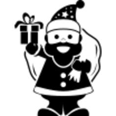 Santa Claus holding gifts bag on his back and ringing a bell