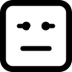 Emoticon square face with straight mouth and eyes lines