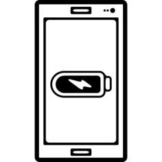 Full battery status symbol on mobile phone screen