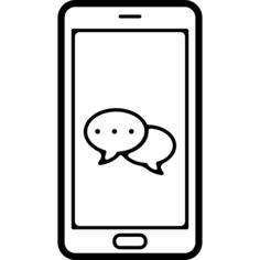 Speech bubble on mobile phone screen