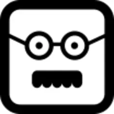 男性方形脸与眼镜和小胡子