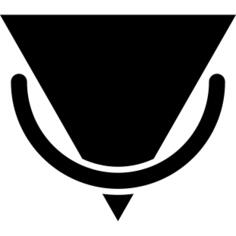 Triangular shape with metal door knocker