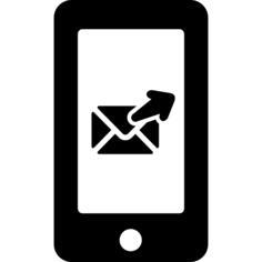 与一个箭头的闭合的信封标志在电话屏幕上